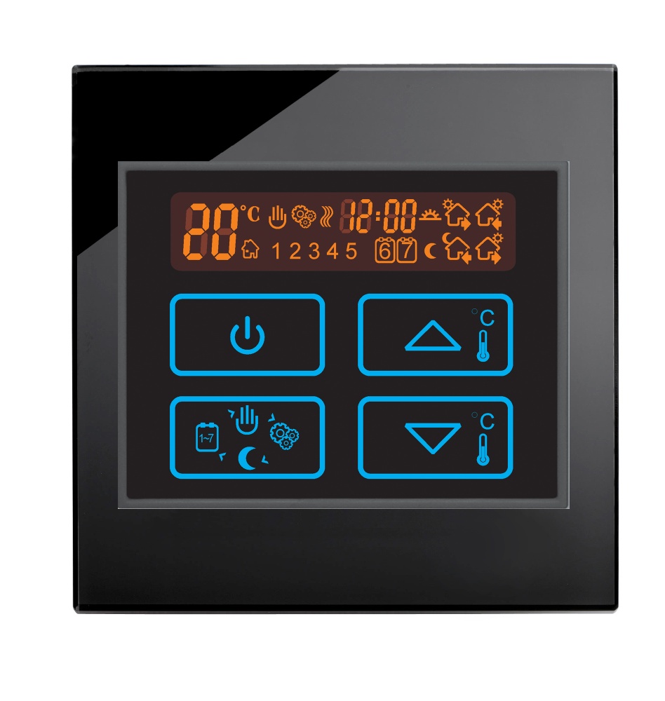 Boutique Boiler Heating Touch Thermostat switch 5A HV100 Black Glass